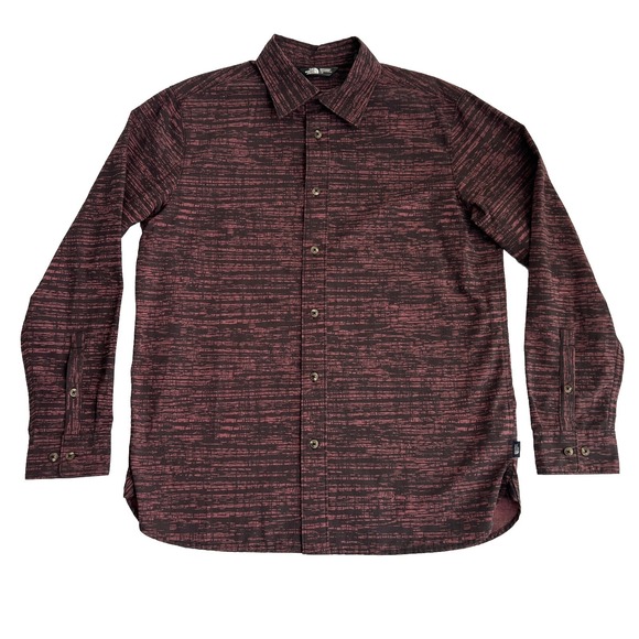 The North Face Shirt Mens Large Camo Striped Button Up Long Sleeve Black Purple - Picture 1 of 7
